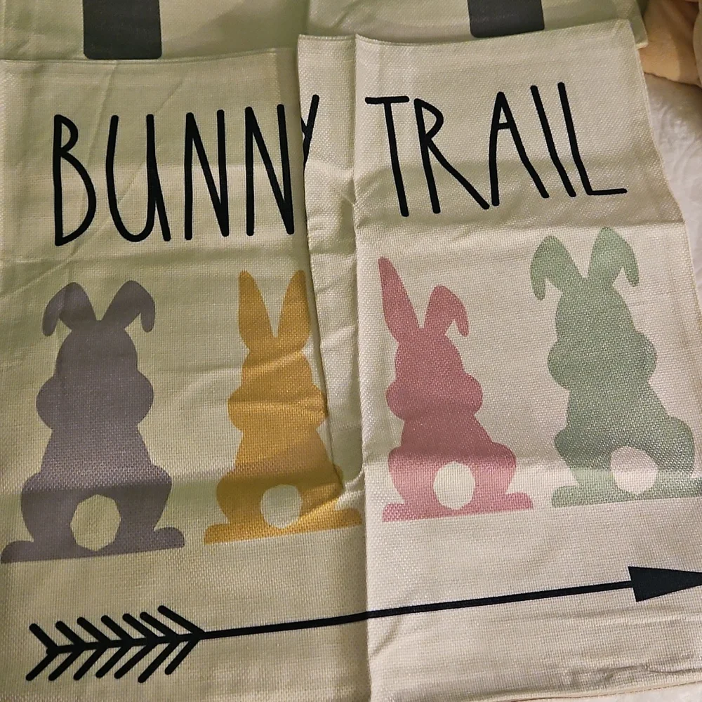 🤑Easter Bunny Pillow Covers 20x20- Pastel Multicolor Set Of 4. New.
